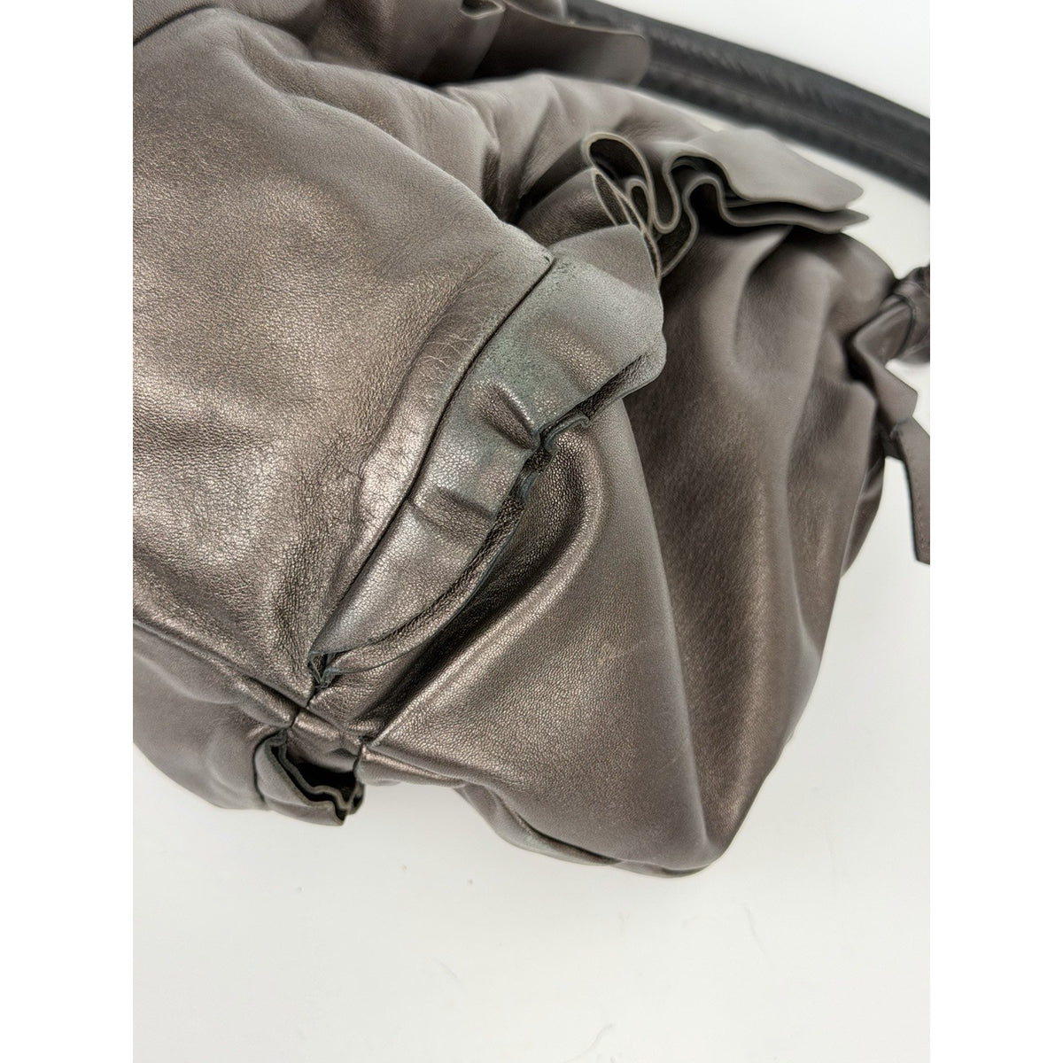 Prada Nappa PM Shoulder Bag in Brown Ruffle Leather S02