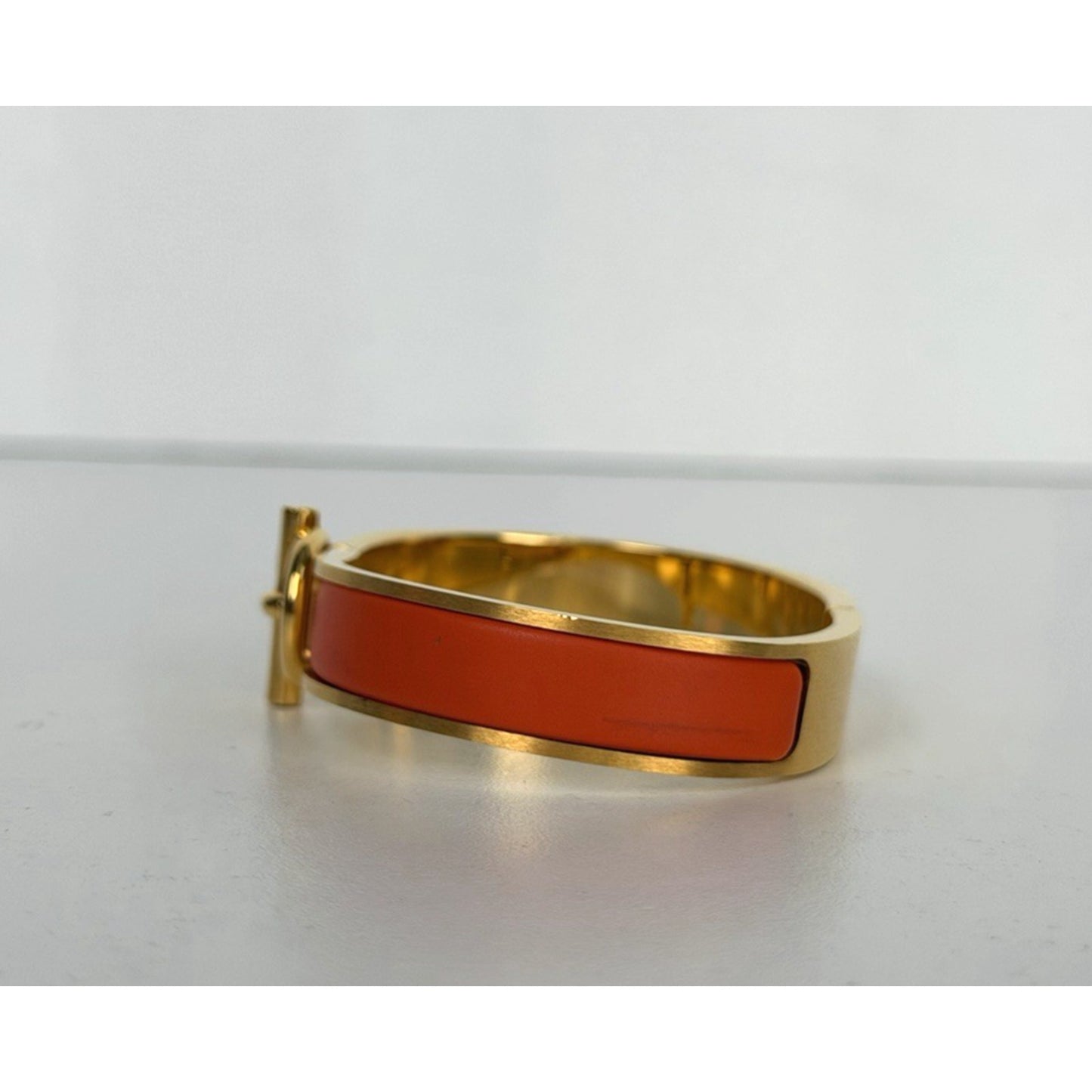 Hermes Clic H Bracelet in Orange Enamel