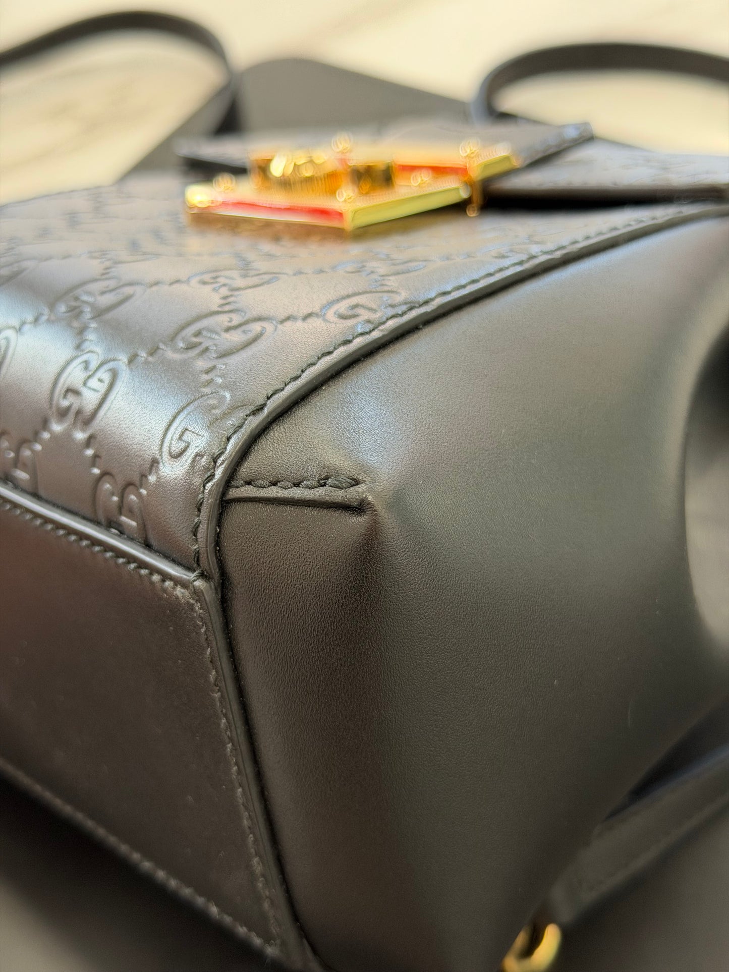 Gucci Padlock Mini Backpack in black Guccissima leather