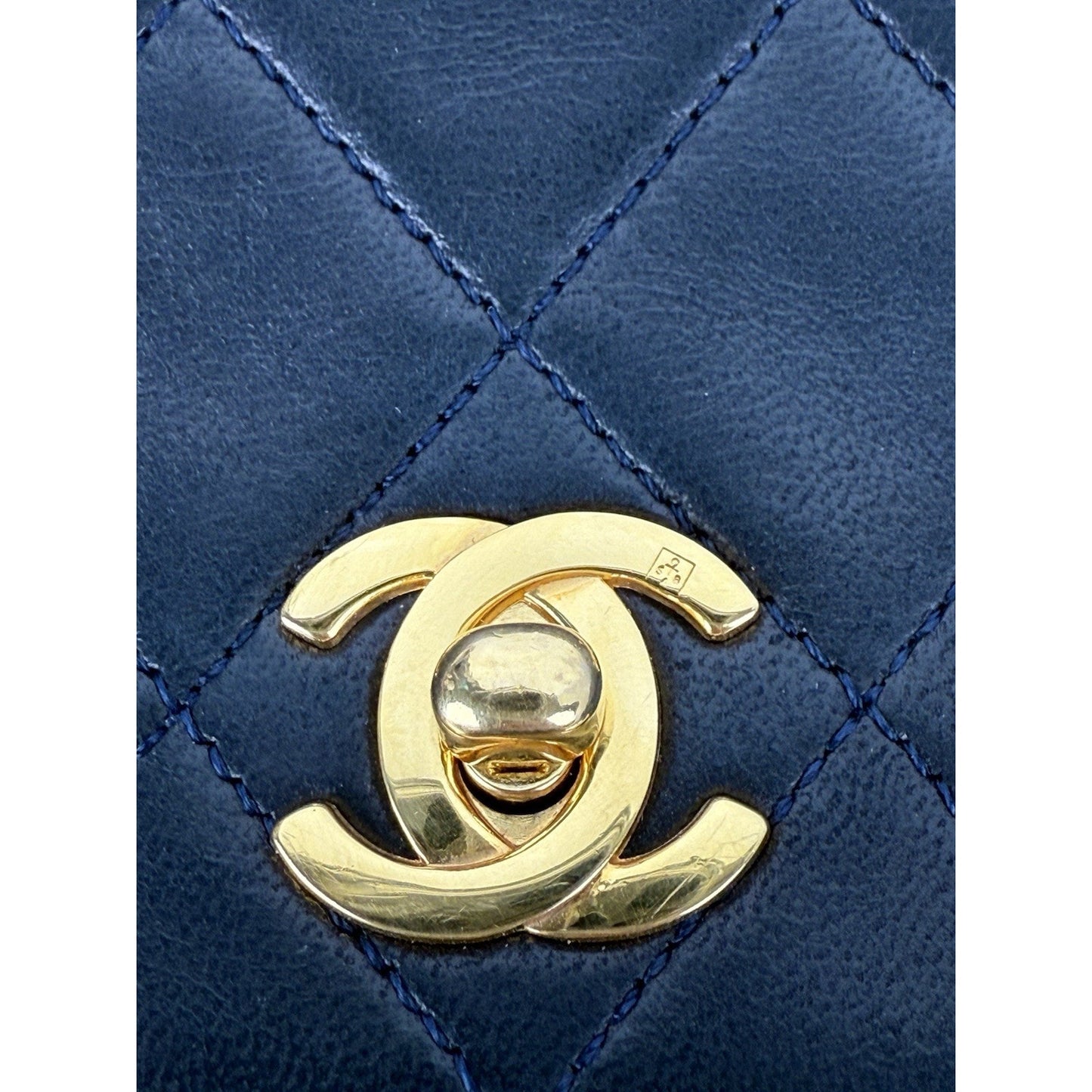 Chanel Vintage Midnight Blue Single Flap Shoulder Bag