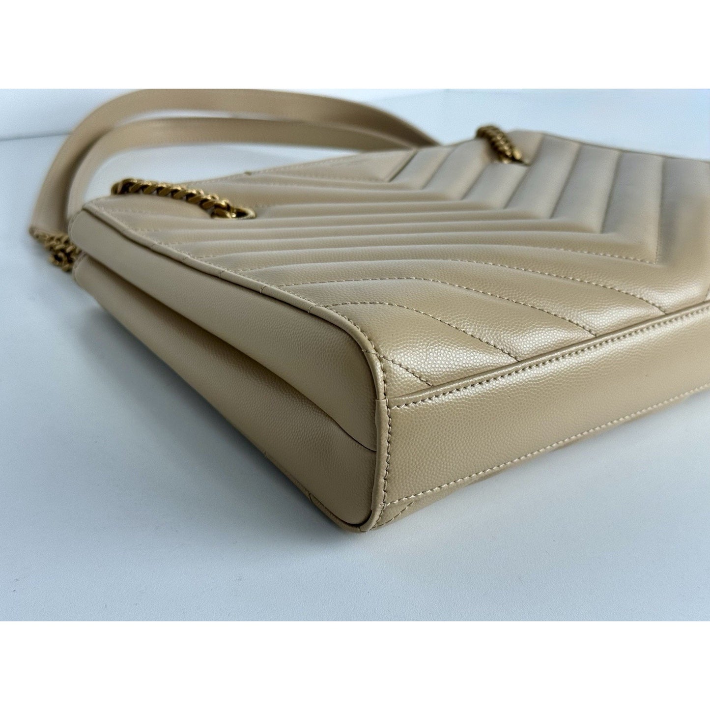 Saint Laurent Tribeca Shopping Tote Beige Grain De Poudre Leather C-9