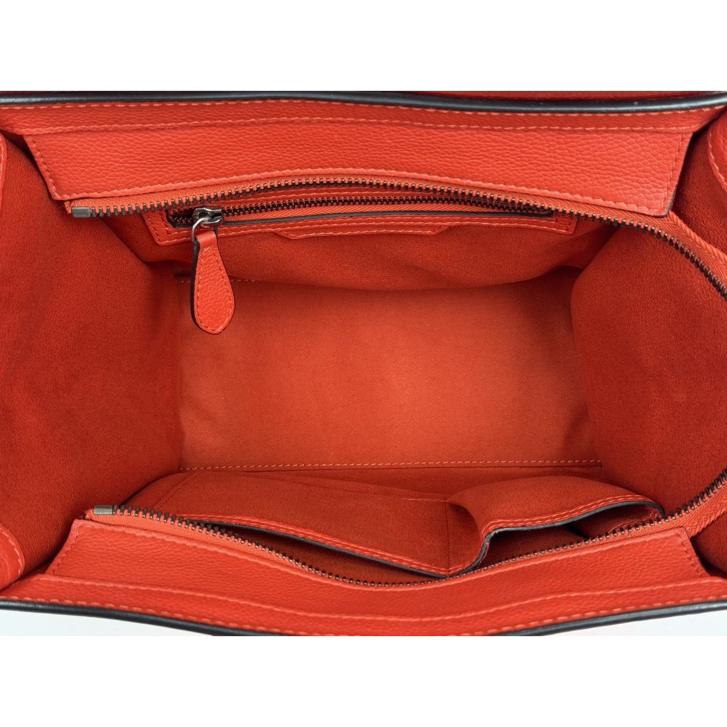 Céline Mini Luggage Tote Red-Orange Leather Handbag