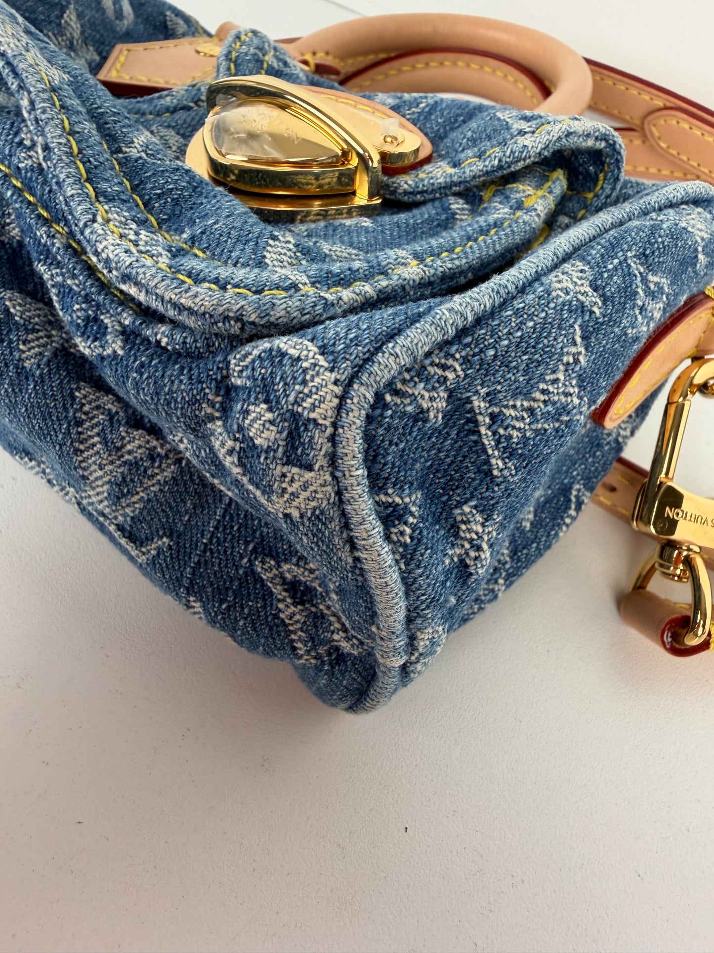 Louis Vuitton Nano Speedy Crossbody Bag in Blue LV Monogram Denim NFC YC-5