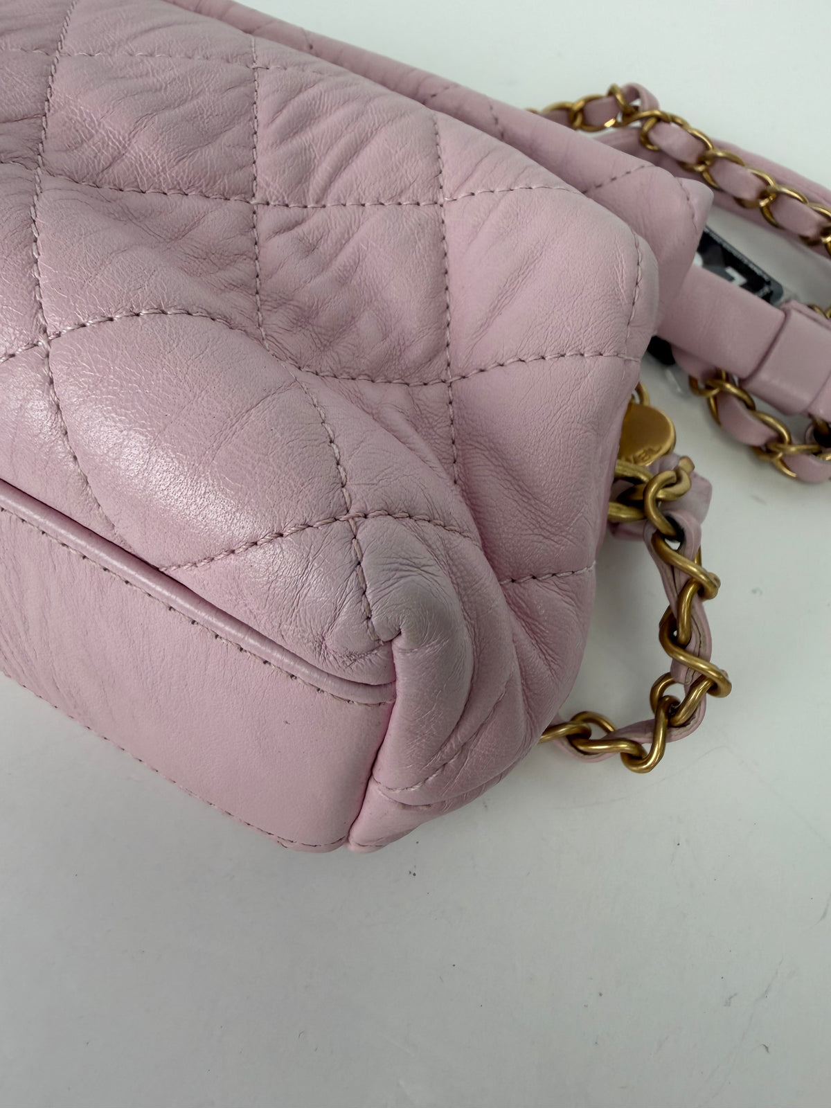 Chanel Pink Quilted Crumpled Lambskin Leather Small CC Links Shoulder Bag 2021 YC3