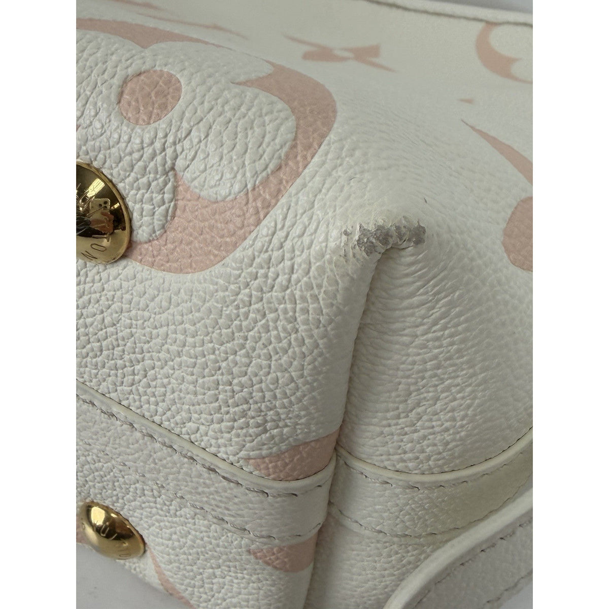 Louis Vuitton CarryAll Bag PM White Pink Giant Monogram Empreinte Leather NFC D7