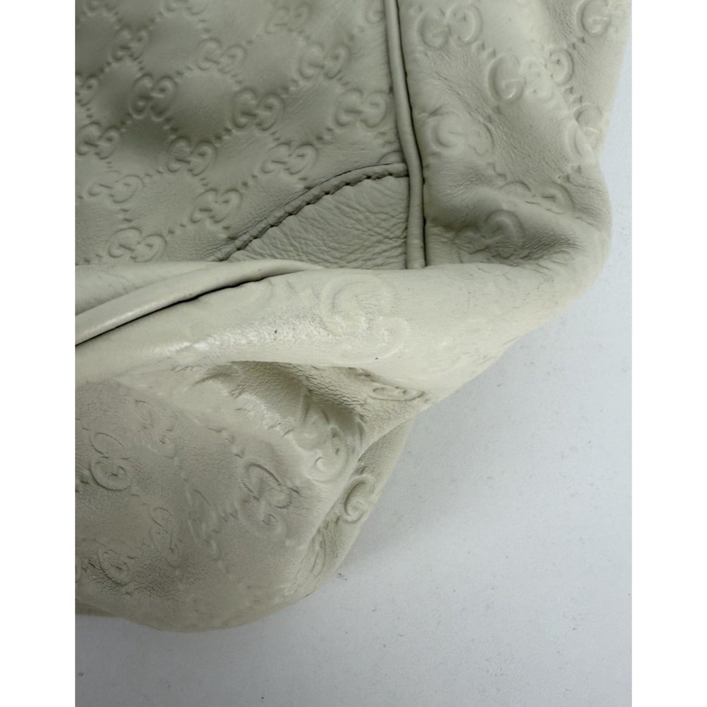 Gucci Guccissima Charlotte Large Tote Bag White Genuine Leather S