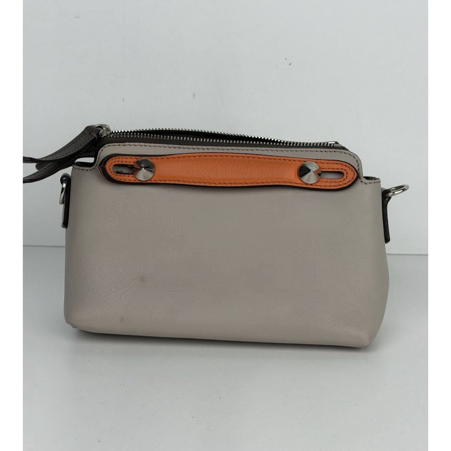 Fendi By The Way Shoulder Bag Small Gray & Brown Calfskin Leather S22