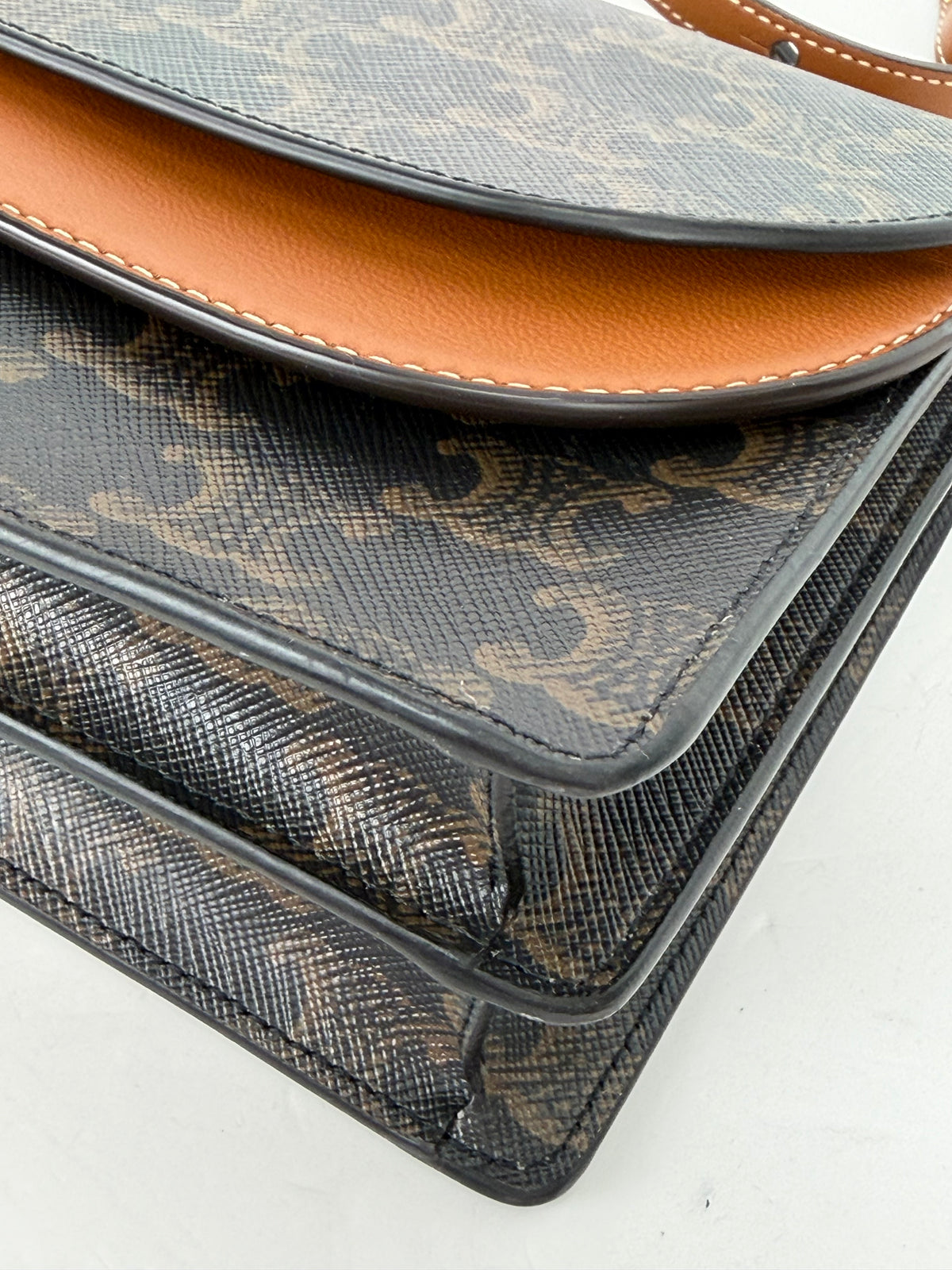 Celine Wallet On Strap Bag in Brown & Tan Triomphe Canvas YS24