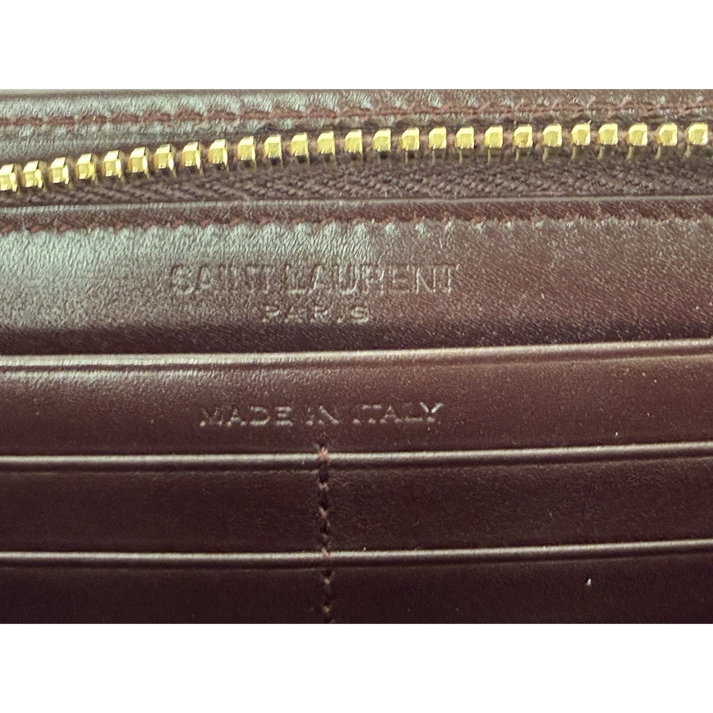Saint Laurent Amerena Zip Around Wallet Burgundy Leather