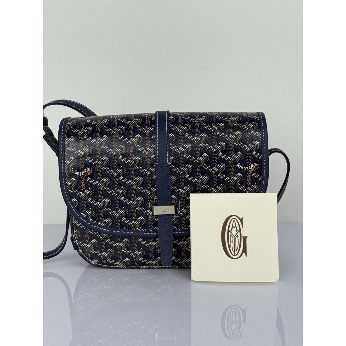 Goyard Belvedere Bag Blue Canvas Leather Crossbody