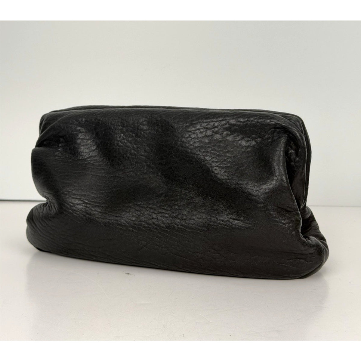 Saint Laurent Large Clutch in Nero Crafted Grained Leather Gold-Tone Hardware F3