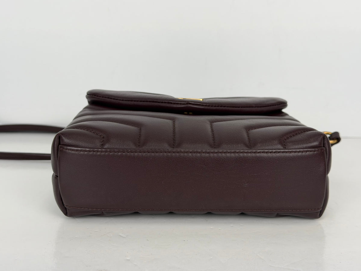 Saint Laurent Loulou Crossbody Bag in Burgundy Leather YS04