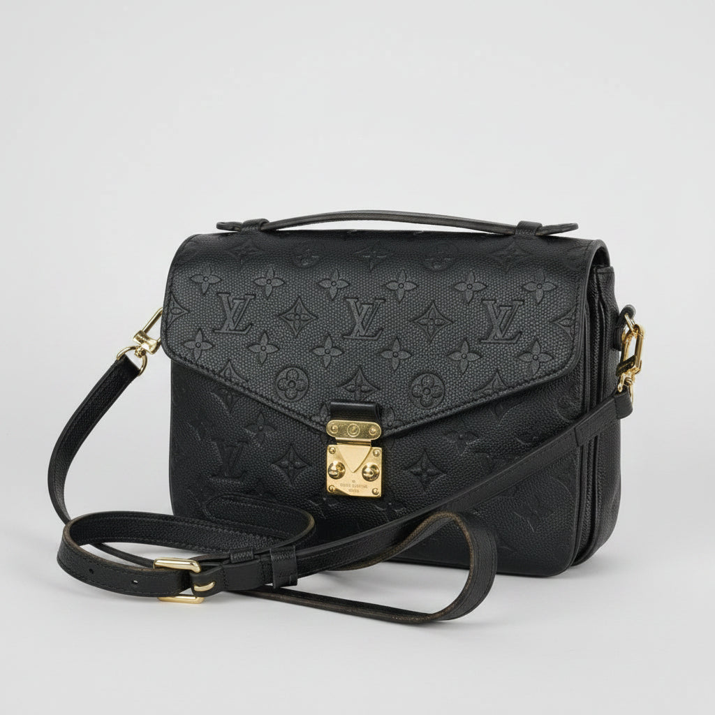 Louis Vuitton Pochette Metis Bag in Black Monogram Empreinte Leather NFC F2