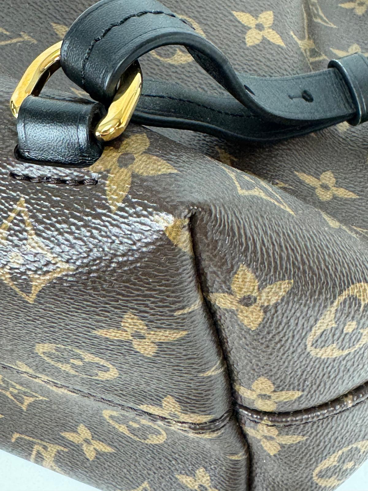 Louis Vuitton Monogram Montsouris PM Backpack in Black Leather & Brown LV Monogram Canvas