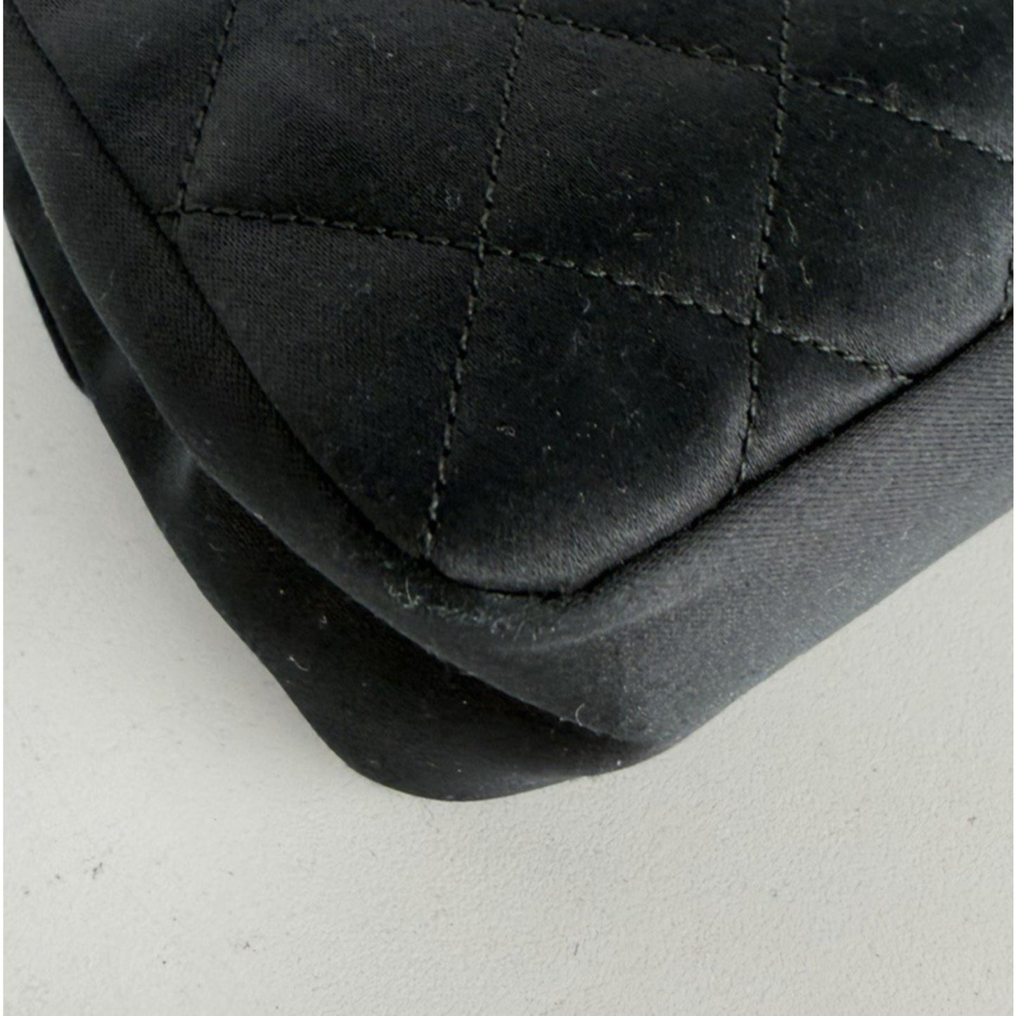 Chanel Satin Quilted CC Flap Mini Bag Vintage in Black with Gold HW E8