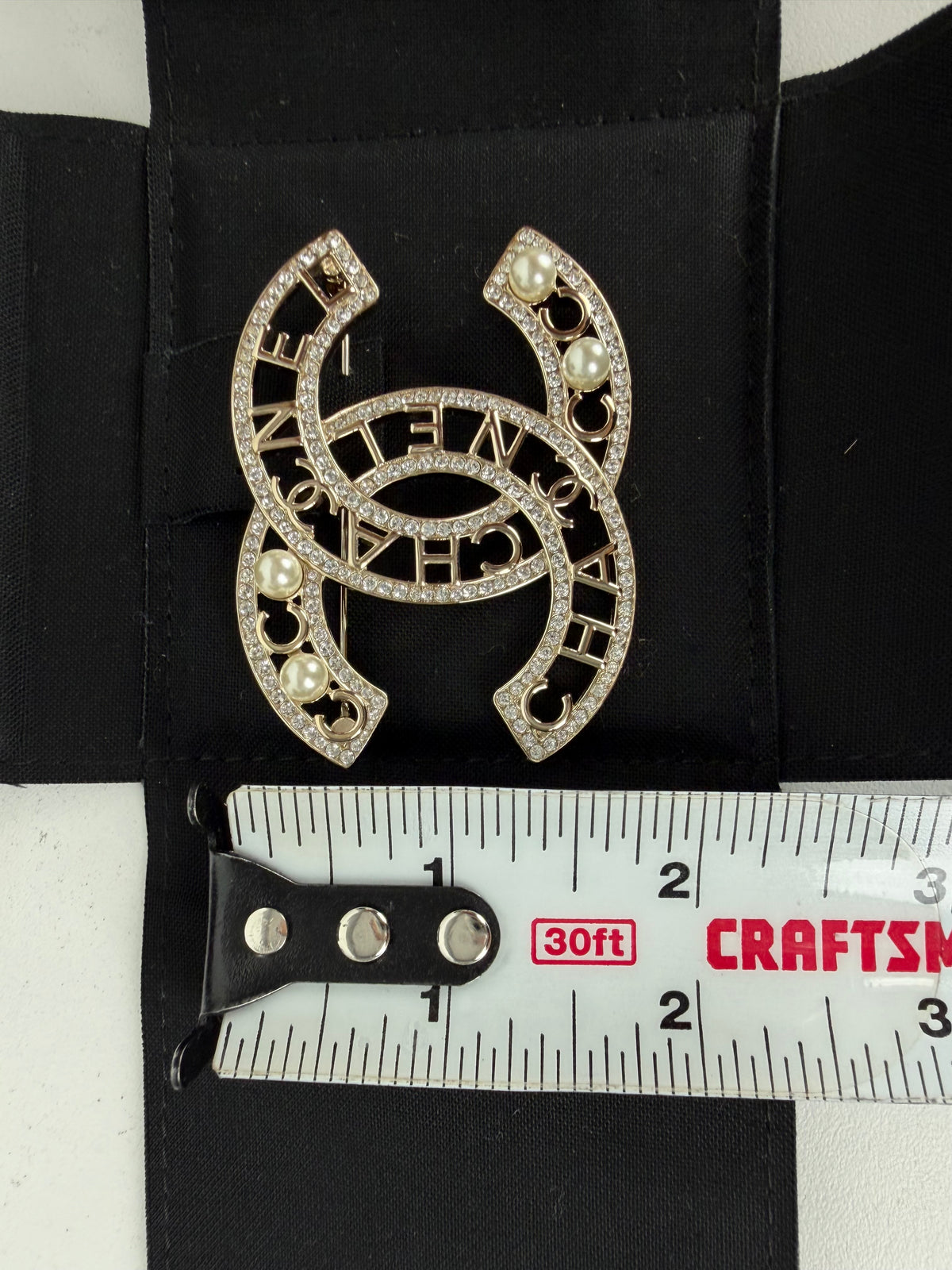 Chanel Faux Pearl CC Gold Brooch with Strass 2022 K-1