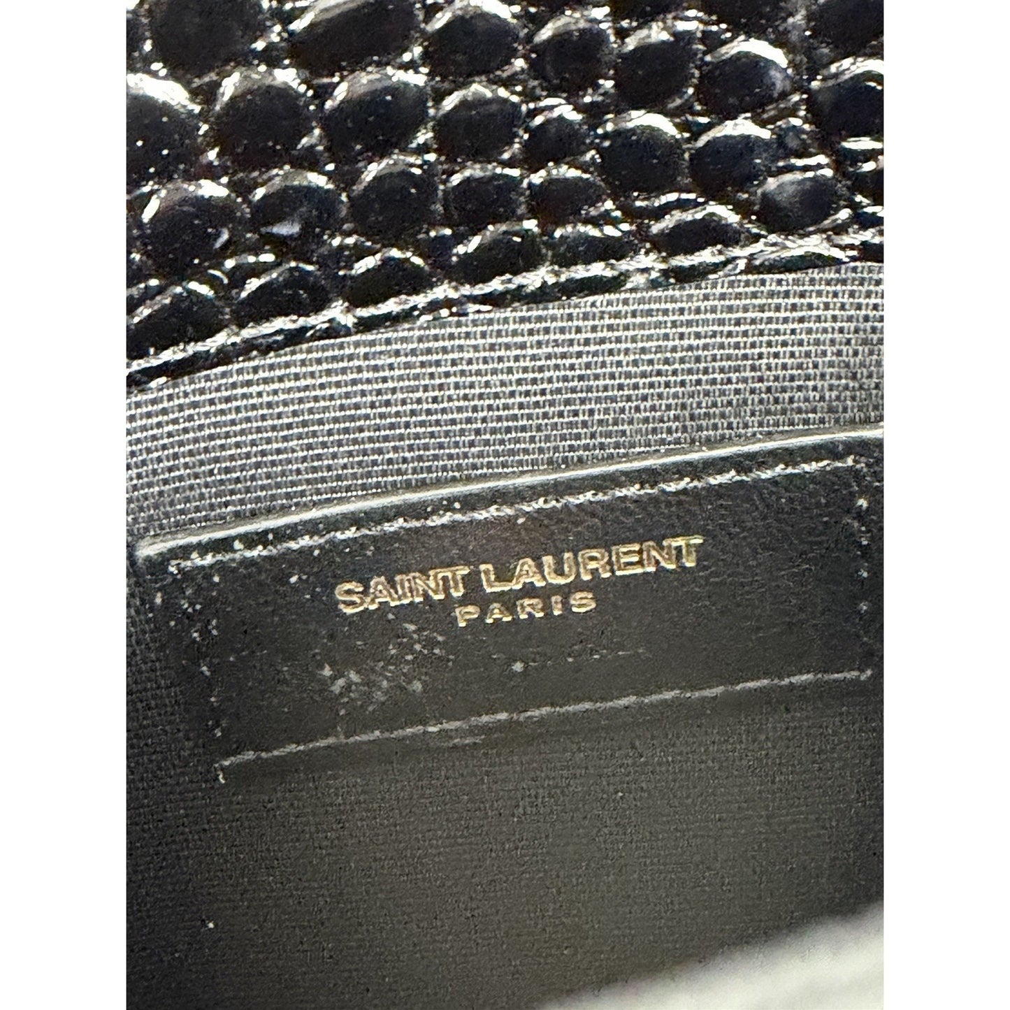 Saint Laurent Uptown Envelope Pouch Bag in Black Croc-Embossed Leather S15