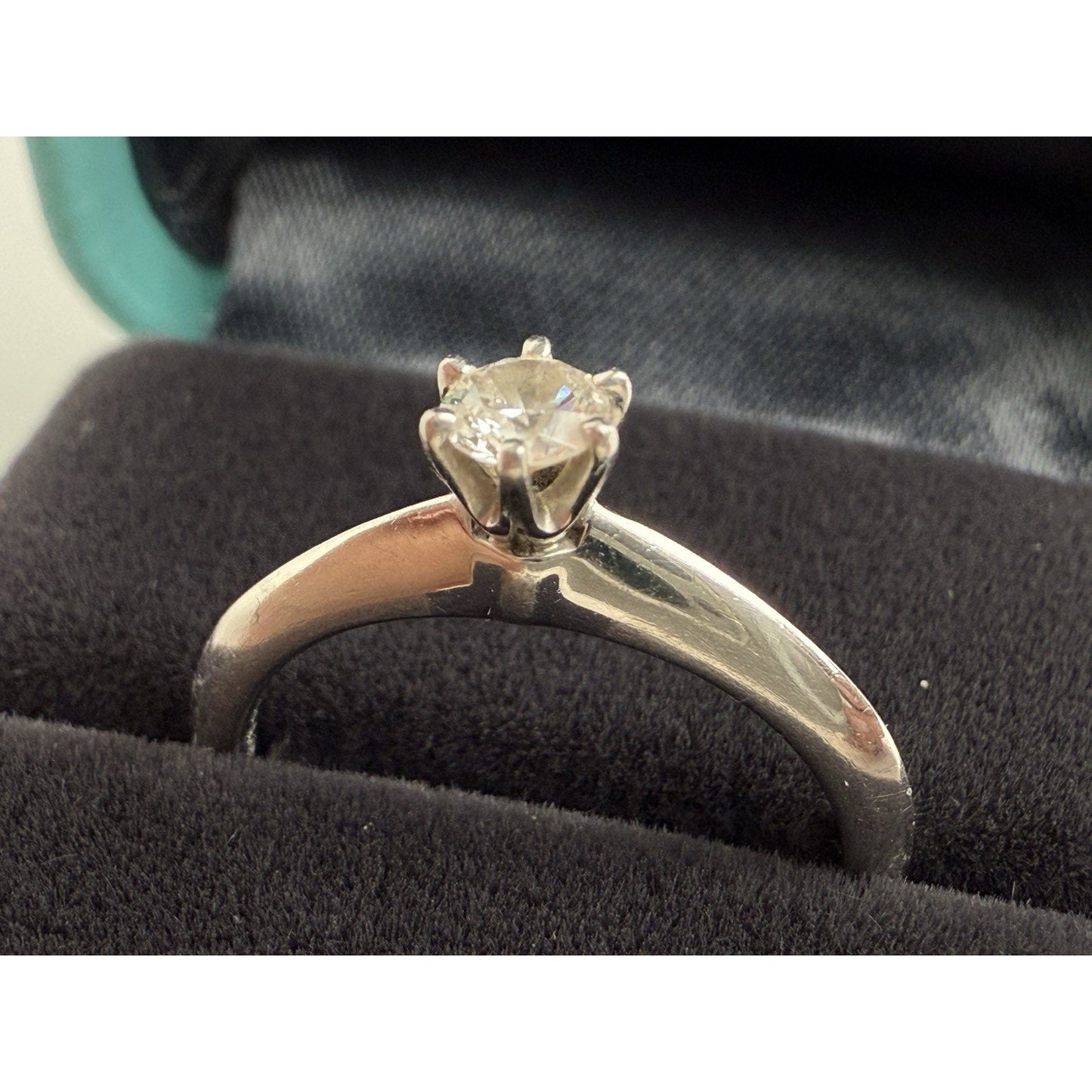 Tiffany & Co Platinum Diamond Engagement Ring 0.15 Carat Brilliant Cut Size 4.75