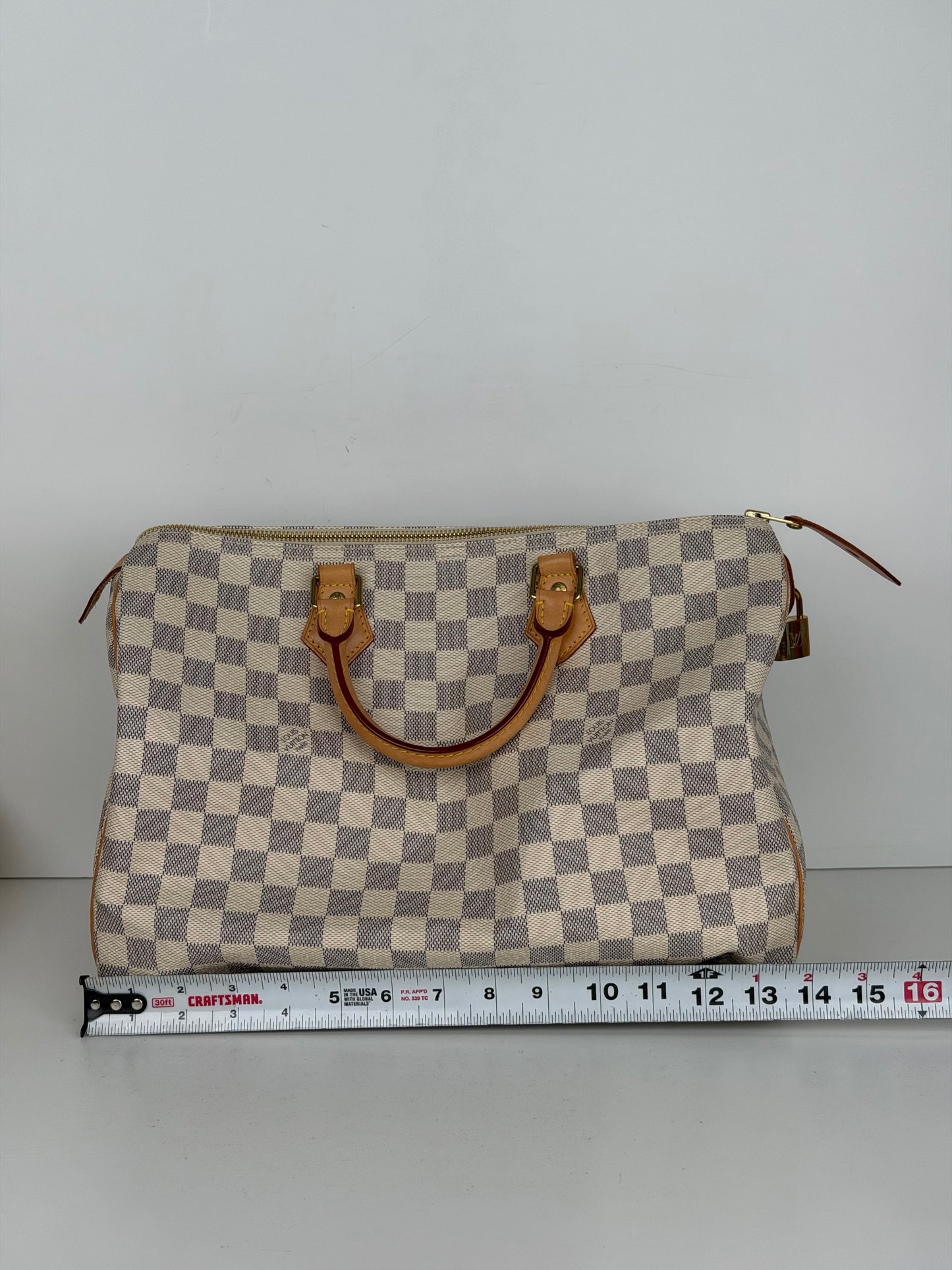 Louis Vuitton Speedy Handbag 35 in Damier Azur Coated Canvas 2016 YS