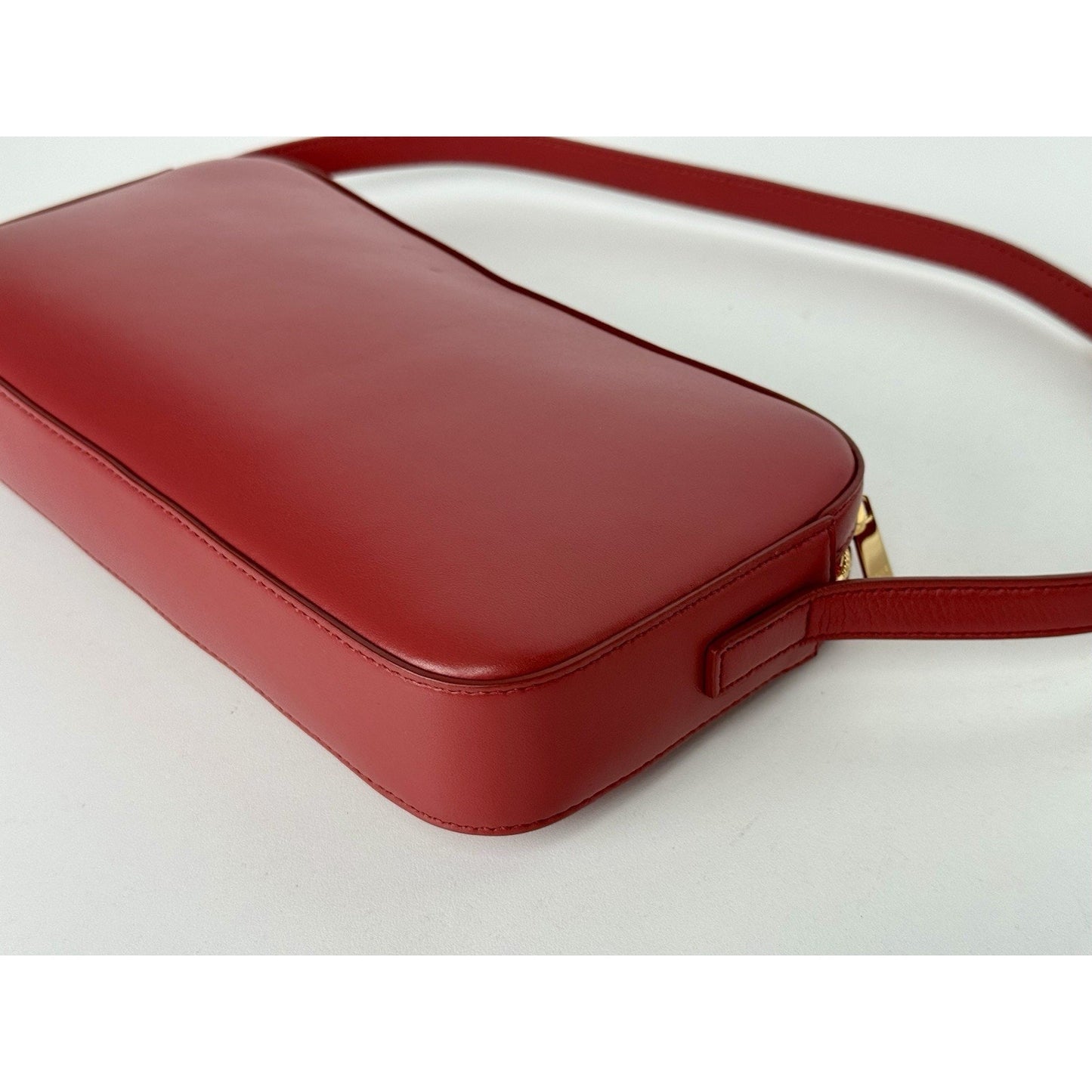 Celine Triomphe Camera Shoulder Bag Red Leather C-8