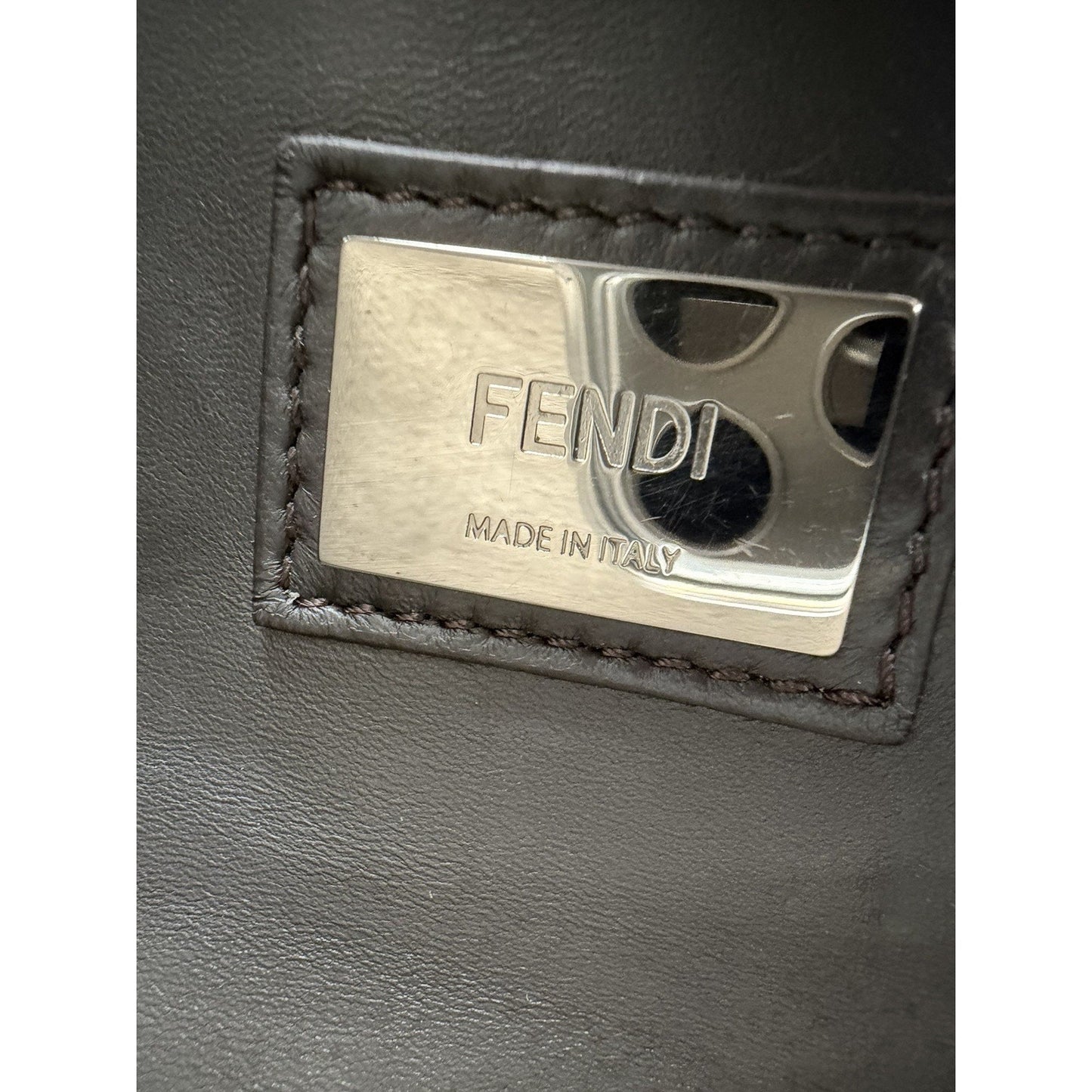 Fendi Peekaboo Python-Trimmed Medium in Taupe Leather for Women B6
