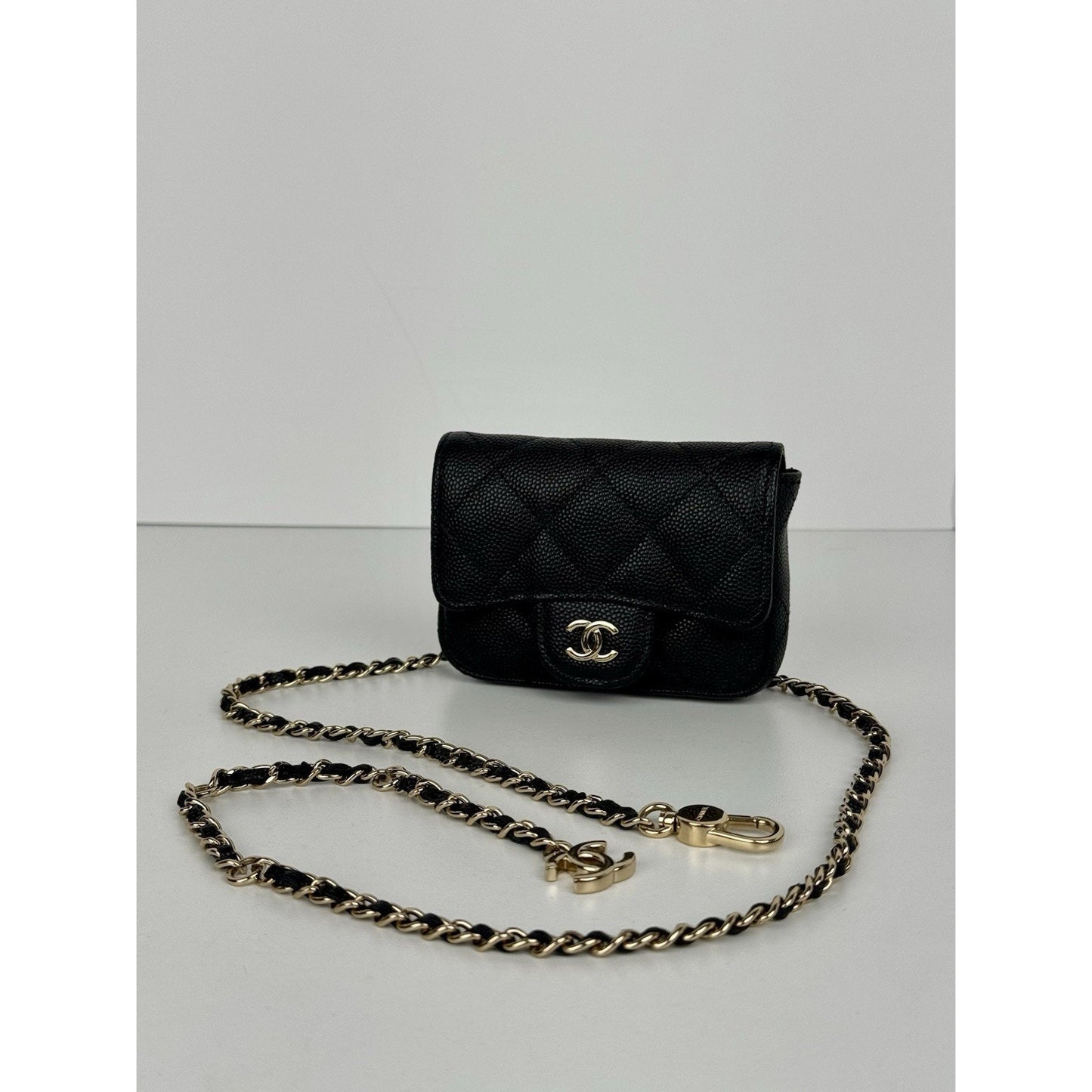 Chanel Classic Flap Chain Belt Bag Quilted Caviar Mini