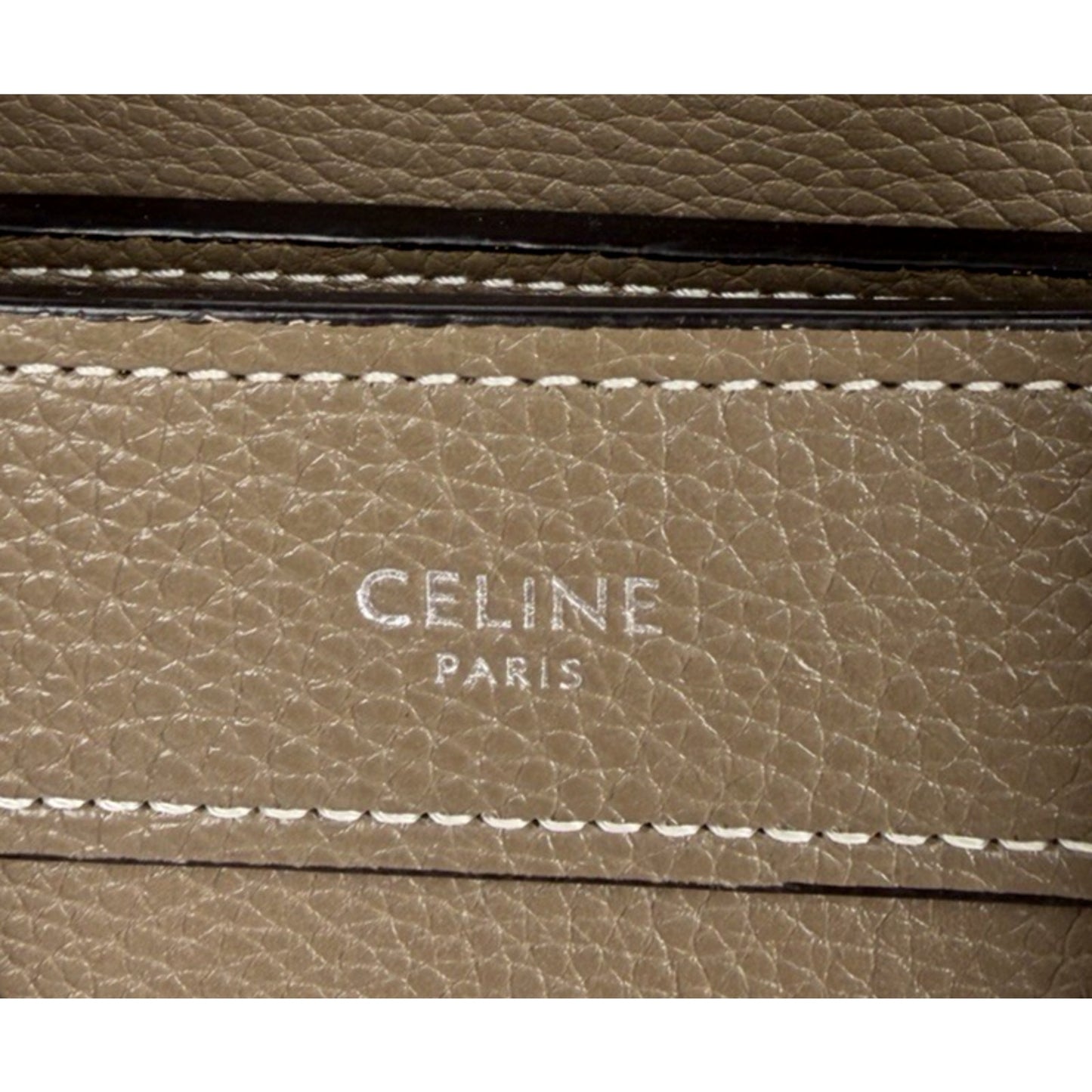 Celine Luggage Nano Bag in "Souris" Taupe Shade Drummed Calfskin Leather S05
