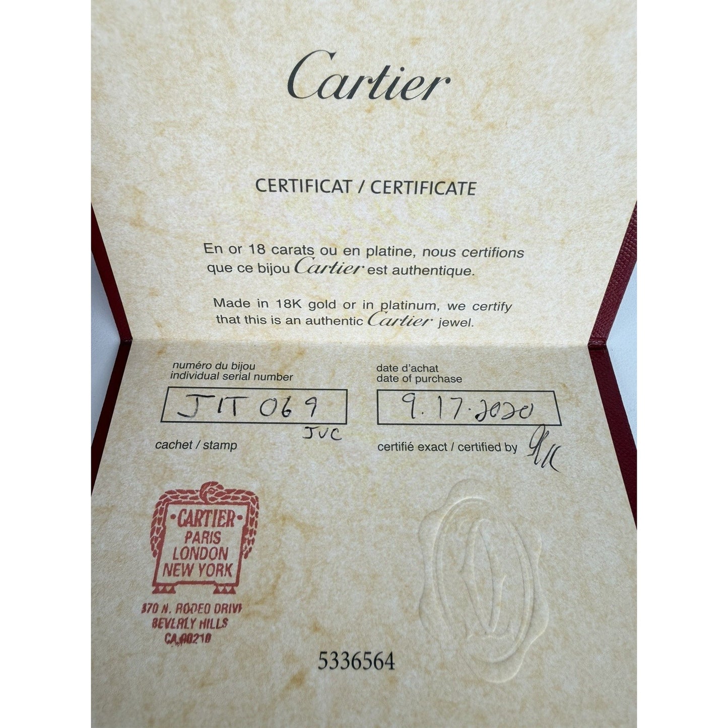 Cartier Juste Un Clou Classic Bracelet in 18k Yellow Gold Size 15