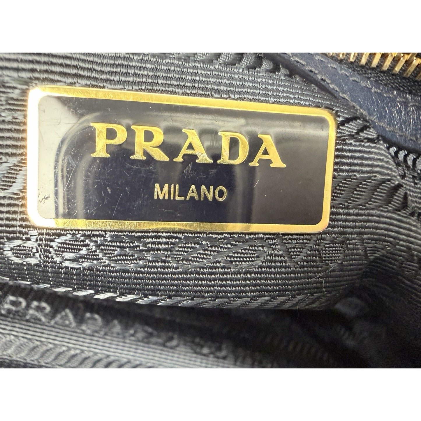 Prada Two-Way Satchel Handbag in Blue Tessuto Nylon Saffiano Leather S03