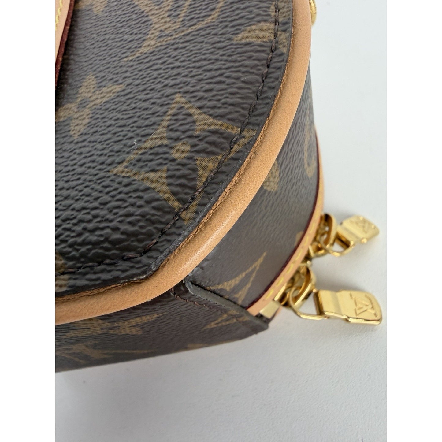 Louis Vuitton Mini Boite Chapeau Monogram Coated Canvas&Leather Name Tag NFC B5