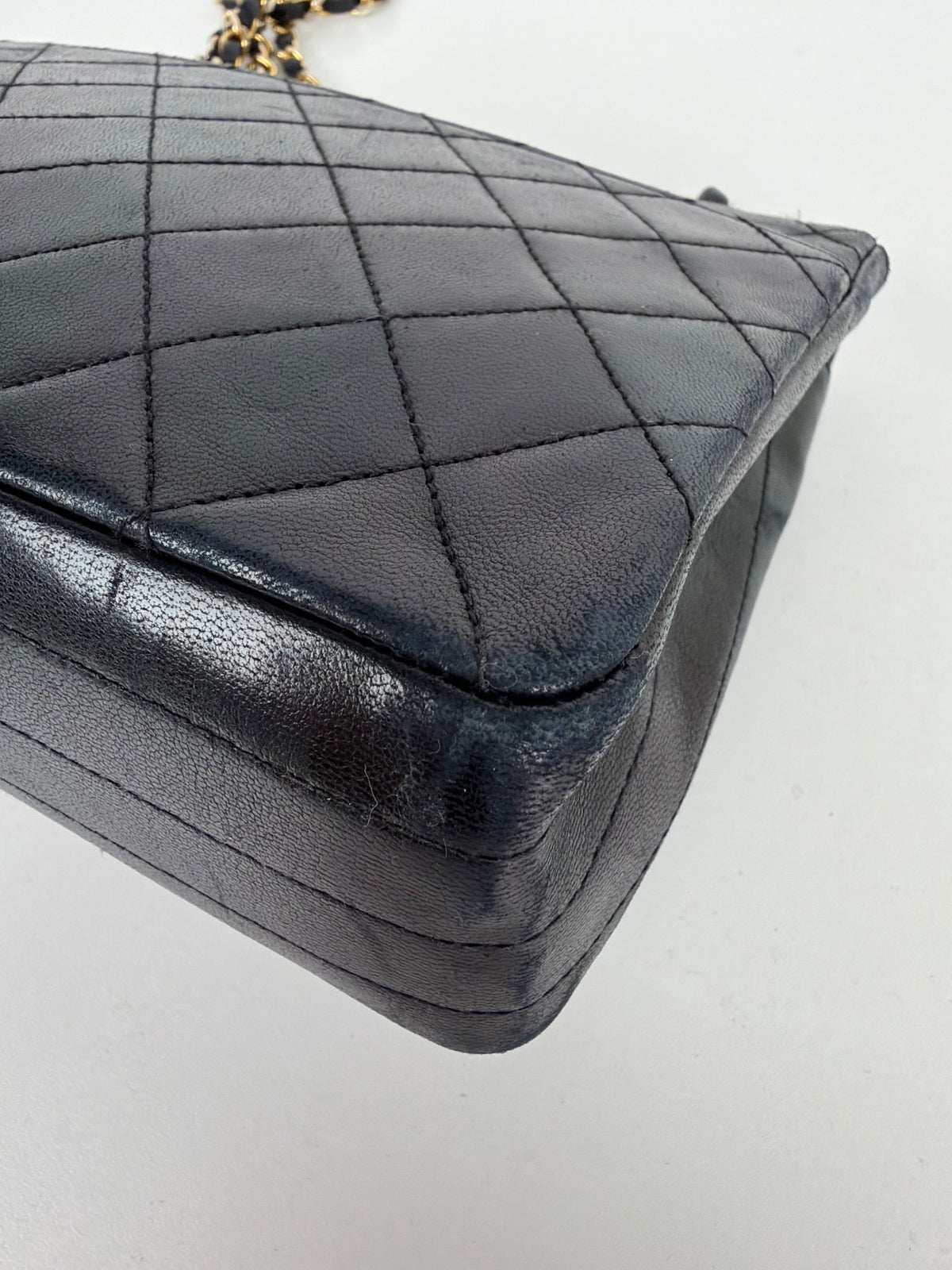 Chanel Curved Flap Shoulder Bag in Black Quilted Lambskin Leather 1994 Vintage