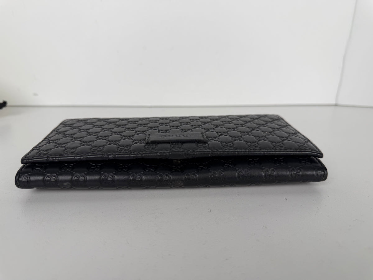 Gucci Microguccissima Continental Wallet in Black Leather K3