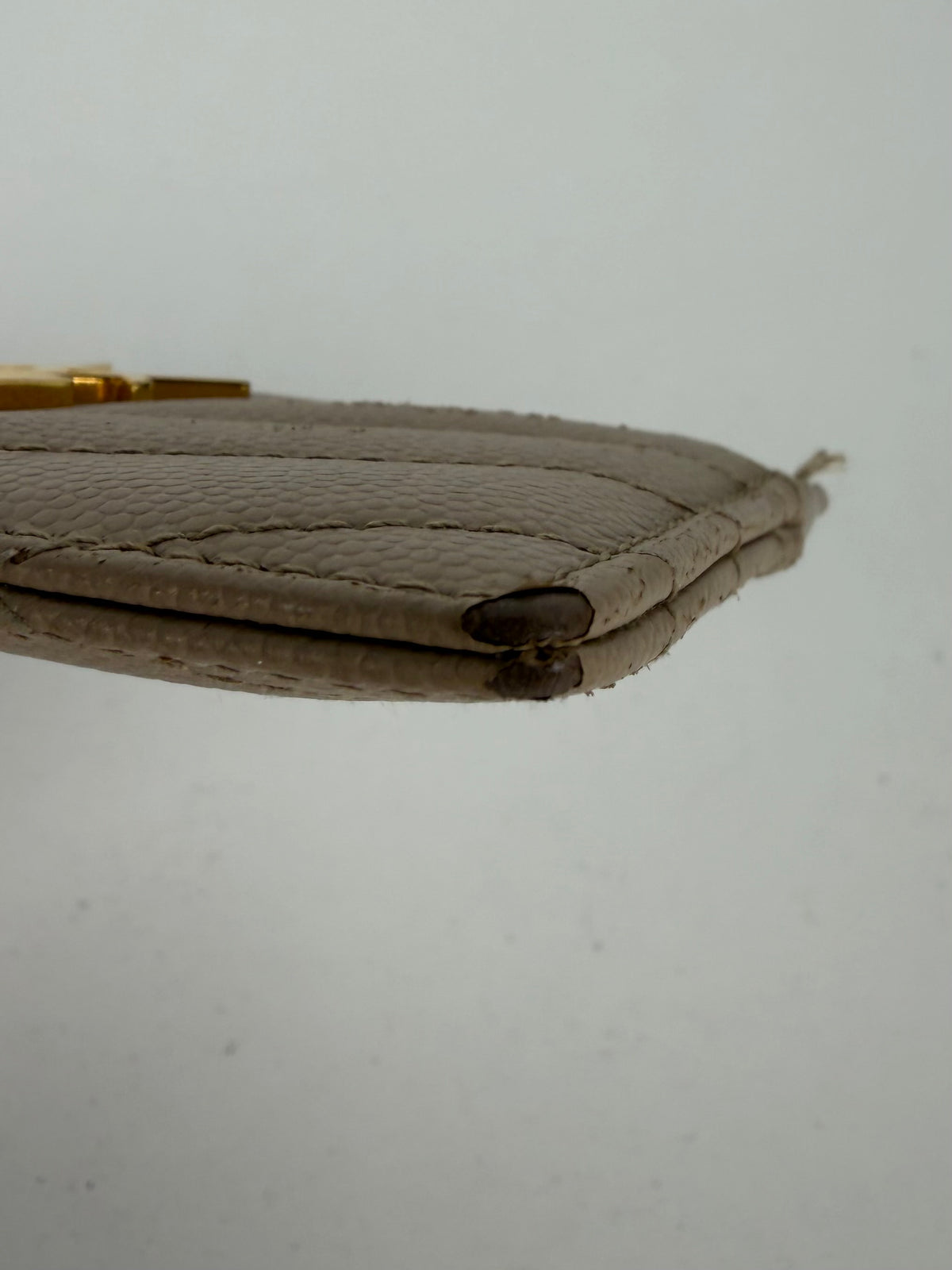 Saint Laurent Cassandre Matelasse Card Case in Beige Grain De Poudre Leather K-3