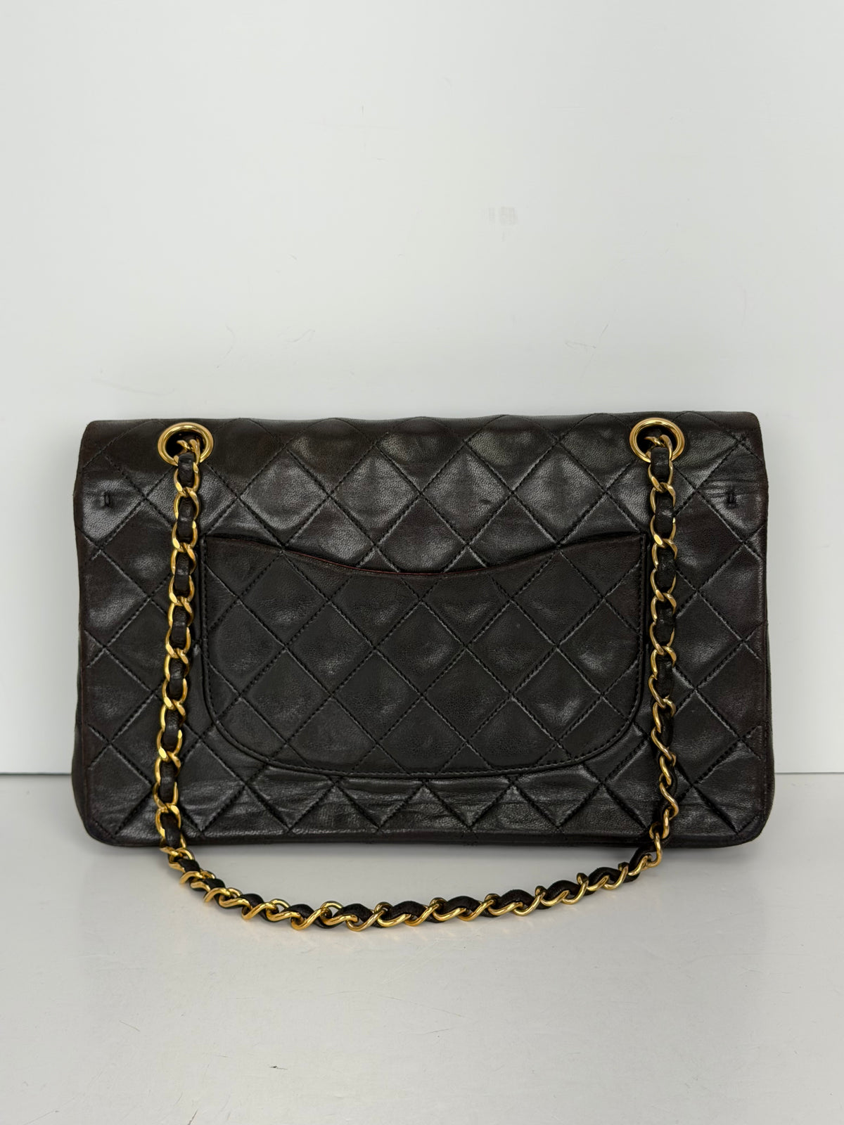 Chanel Classic Double Flap Bag Medium Vintage in Dark Brown Leather 1994-1996 YE-5