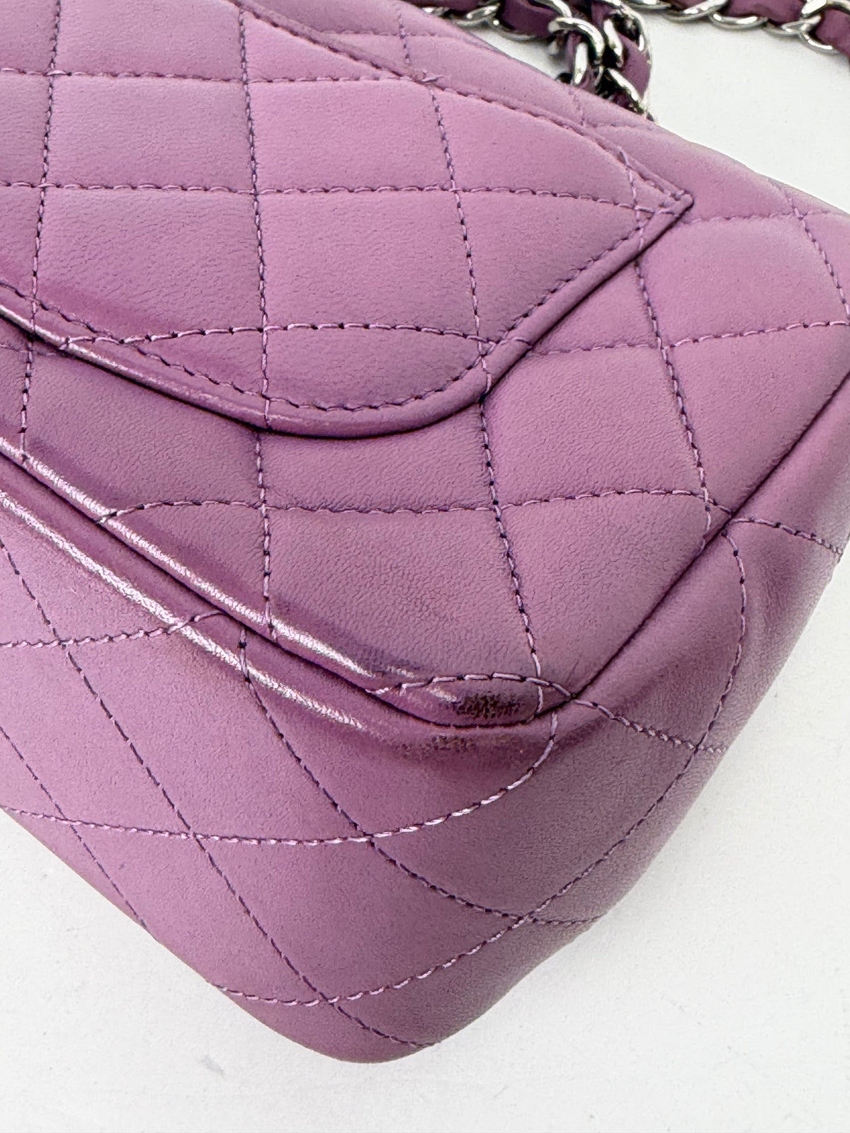 Chanel Quilted Lambskin Rectangular Mini Classic Flap Bag in Purple 2020 YE5