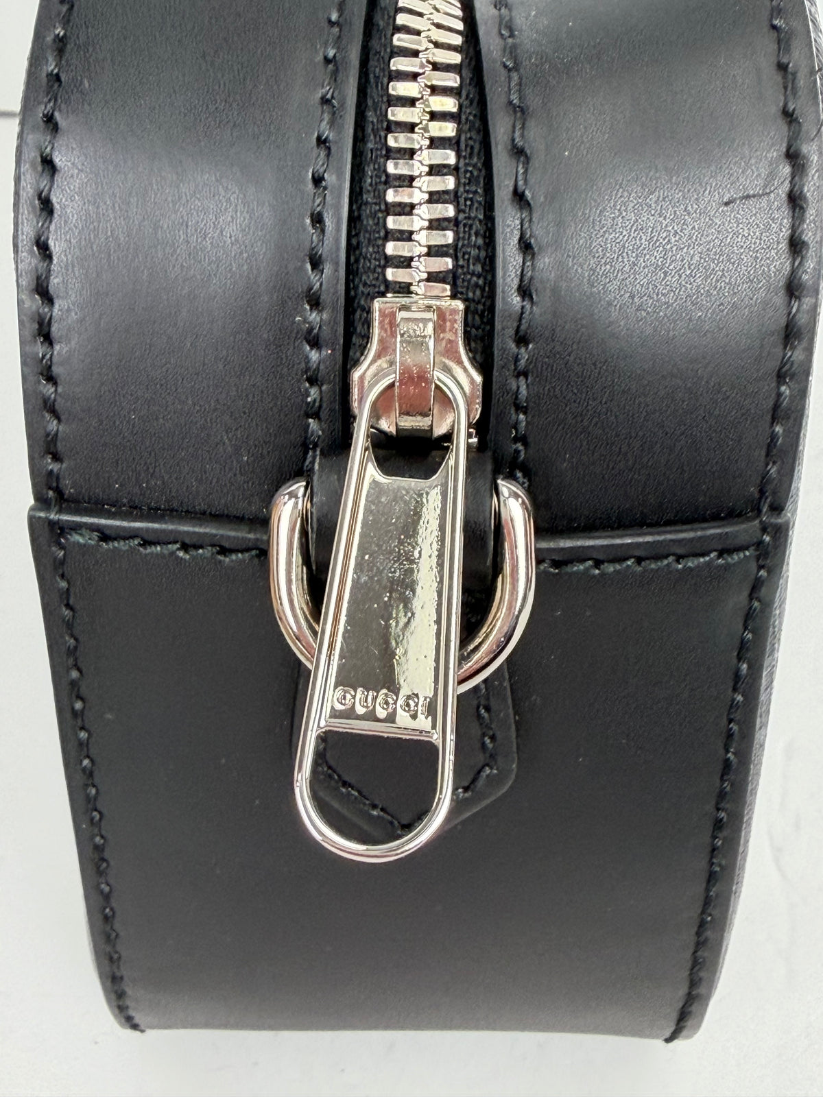 Gucci Web Camera Men's Shoulder Bag Small in Black GG Supreme Coated Canvas YS23