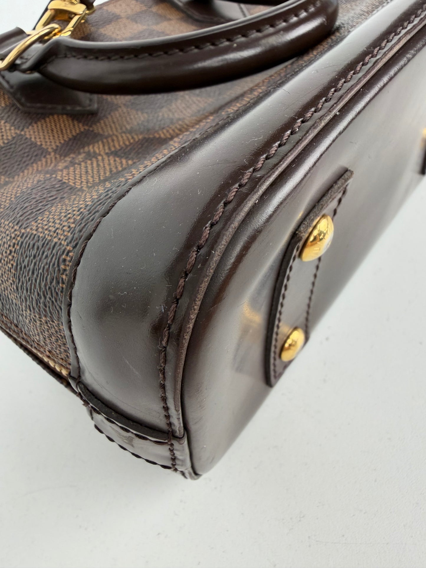 Louis Vuitton Alma BB Handbag in Damier Ebene Coated Canvas with Brown Leather Trim 2017 YS12