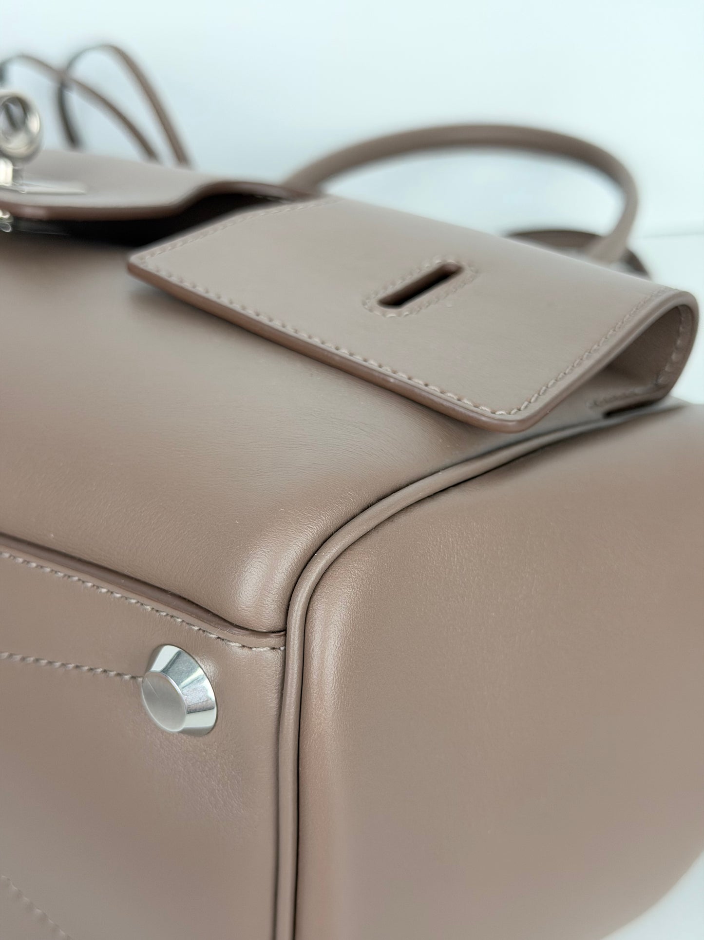 Balenciaga Smooth Calfskin Small Bel Air Carry All Bag in Dark Taupe B3