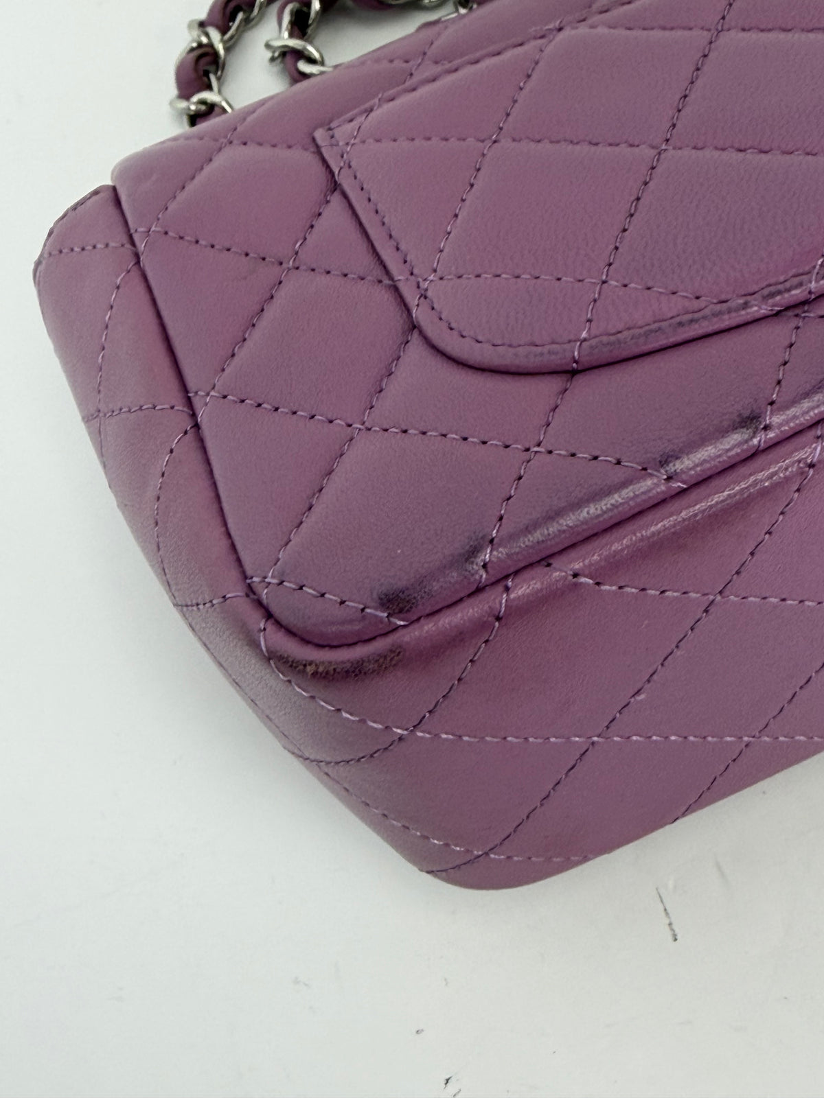 Chanel Quilted Lambskin Rectangular Mini Classic Flap Bag in Purple 2020 YE5