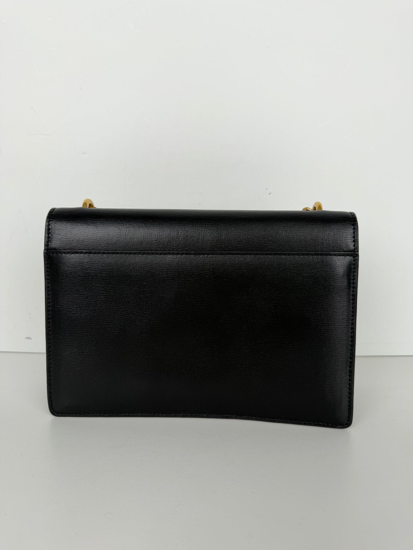 Saint Laurent Medium Sunset Shoulder Bag in Smooth Black Calfskin Leather YC-5