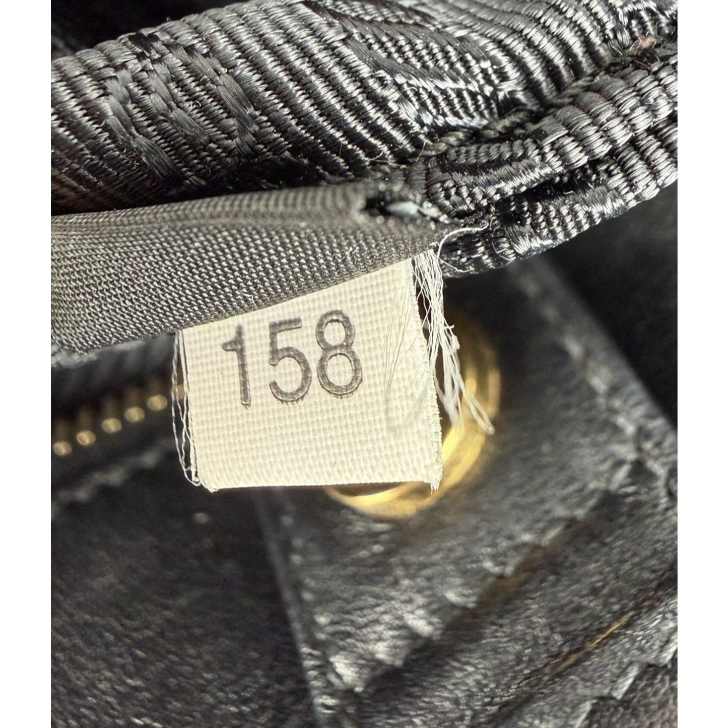 Prada Tessuto Tote Bag in Black Nylon with Gold Hardware Buckle Accents S