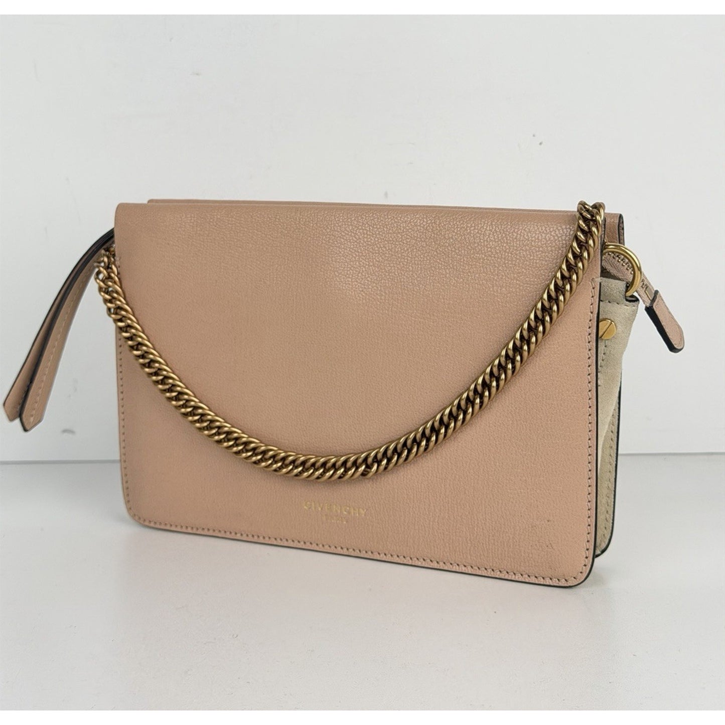Givenchy Cross 3 Crossbody Bag with Chain Handle in Beige Leather S-12