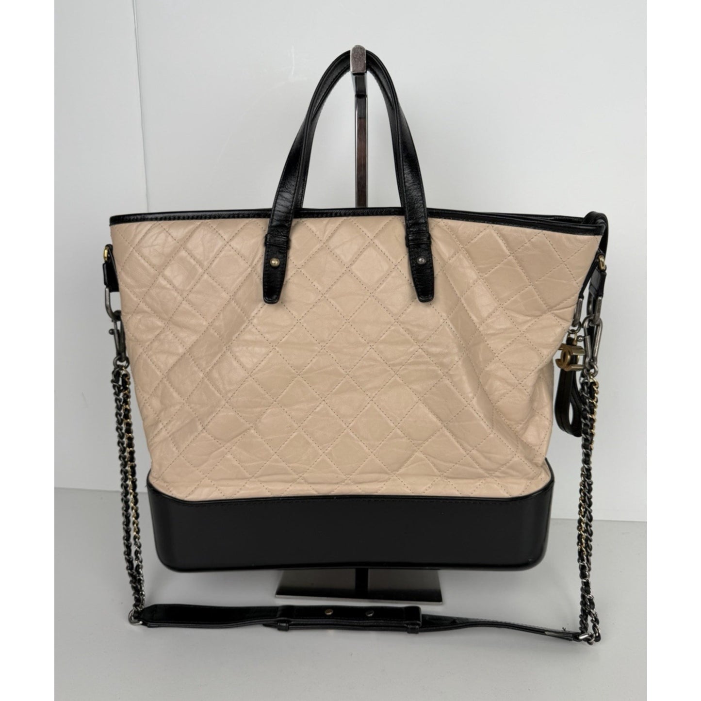Chanel Gabrielle Tote Bag Medium Beige Aged Calfskin Quilted Leather 2017 E6