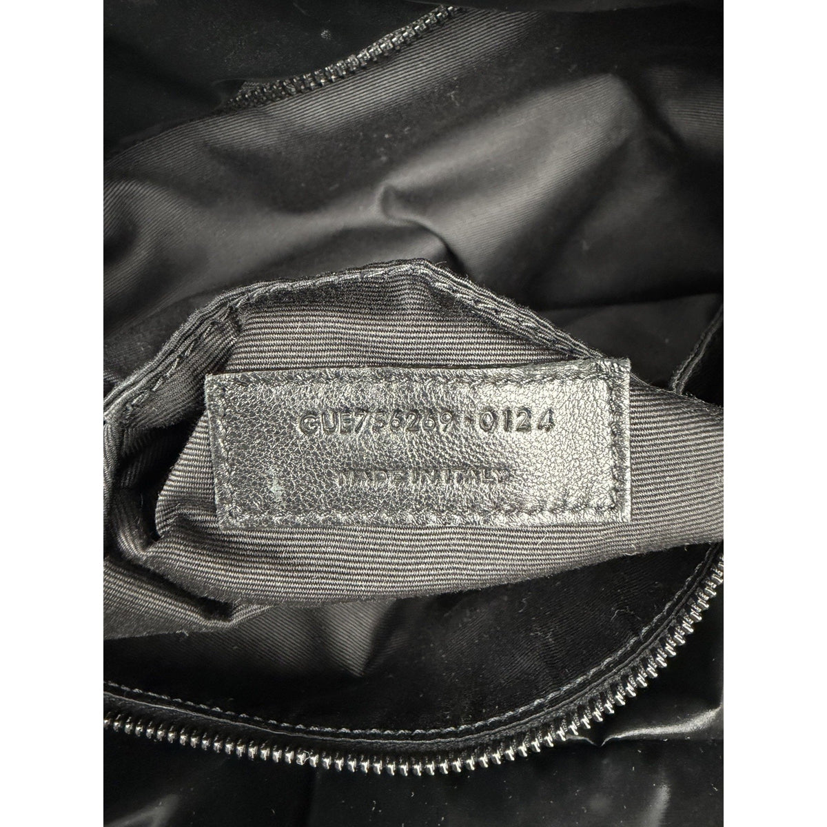 Saint Laurent Padded Tote Bag in Black Shiny Puffy Nylon with Embossed Logo C-6