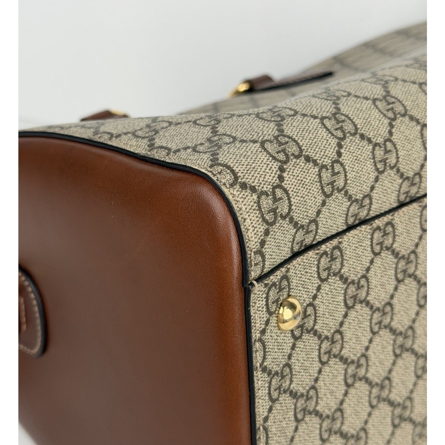 Gucci GG Supreme Canvas Boston Bag Medium Monogram Canvas and Leather Trim C1