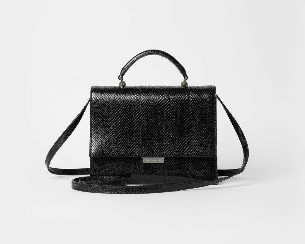 Saint Laurent Babylone Shoulder Bag Medium Black Leather with Silver Hardware S