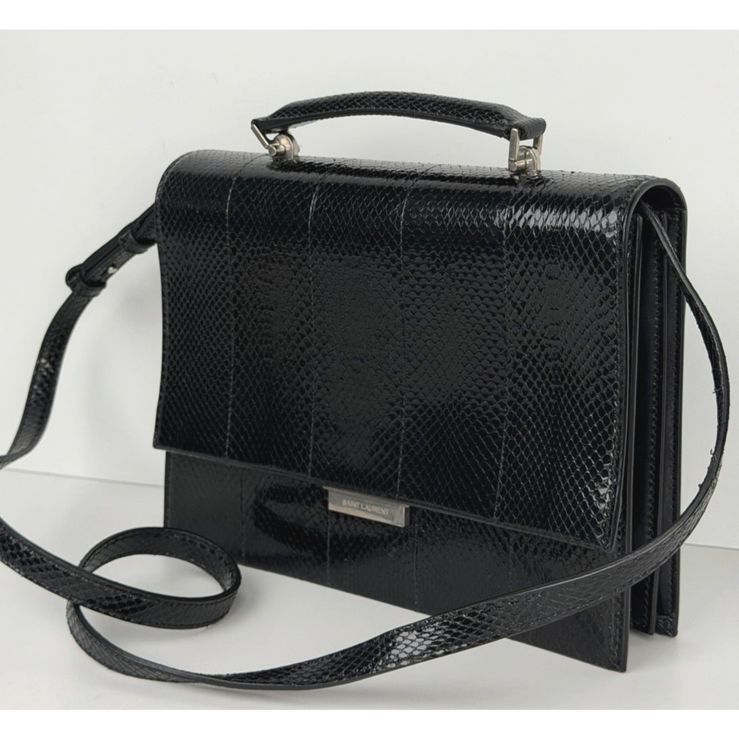 Saint Laurent Babylone Shoulder Bag Medium Black Leather with Silver Hardware S