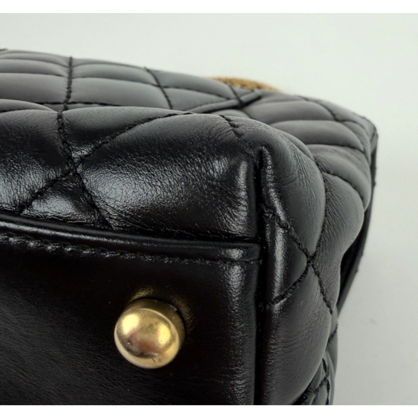 Chanel Coco Top Handle Mini Bag in Black Quilted Calfskin Leather NFC U-3