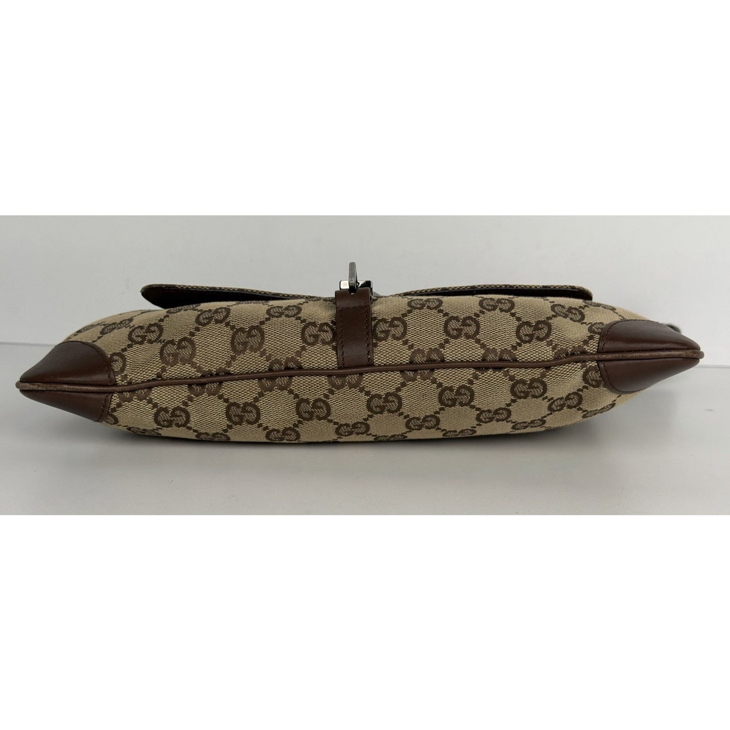 Gucci GG Vintage Jackie O Flap Bag Monogram Canvas & Piston Closure S09