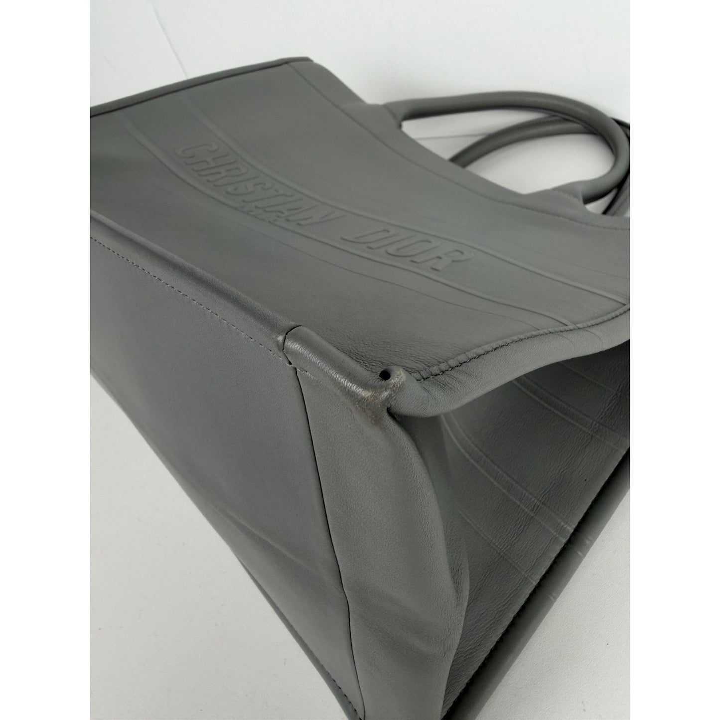 Christian Dior Book Tote Bag Medium in Gray Calfskin Leather 2020 S